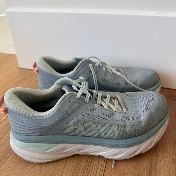 Hoka One One W Bondi 7 Wide Blue White Sneakers 1110531 BFBG Women's US 10D - Picture 2 of 7